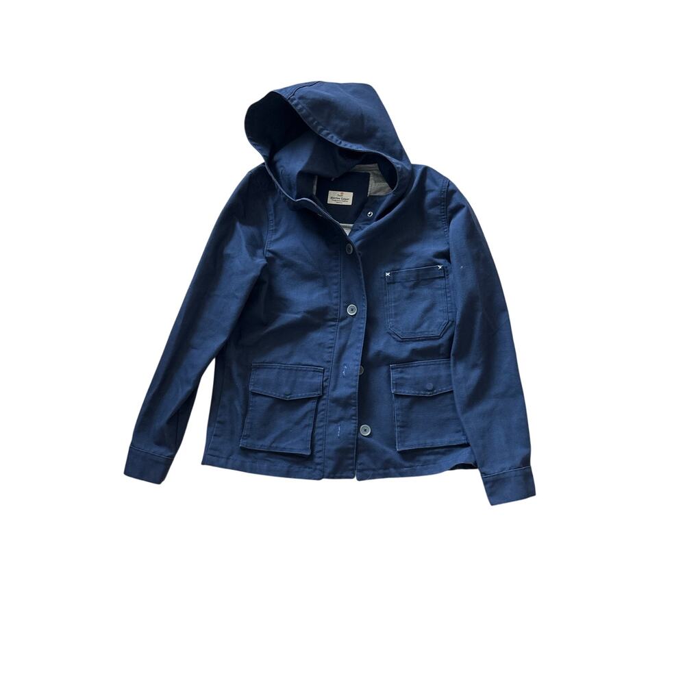 Marine Layer Hooded Canvas Cotton Chore Jacket Women's Medium Navy